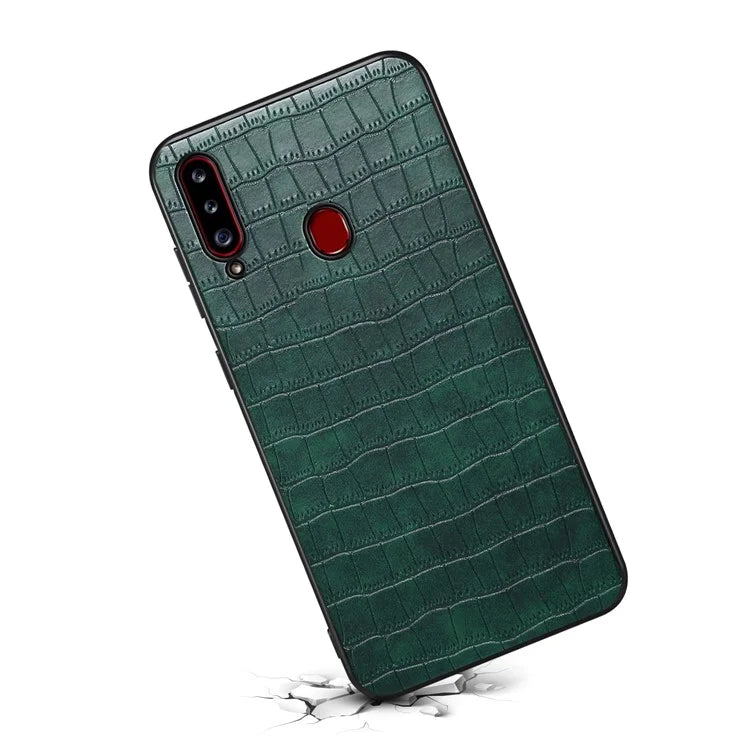 For Samsung Galaxy A20s Cases Crocodile Textured Leather Covered Protective Phone Shell
