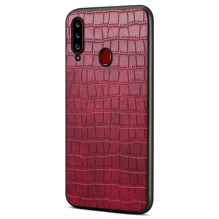 For Samsung Galaxy A20s Cases Crocodile Textured Leather Covered Protective Phone Shell