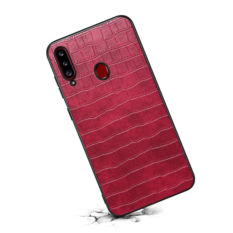 For Samsung Galaxy A20s Cases Crocodile Textured Leather Covered Protective Phone Shell