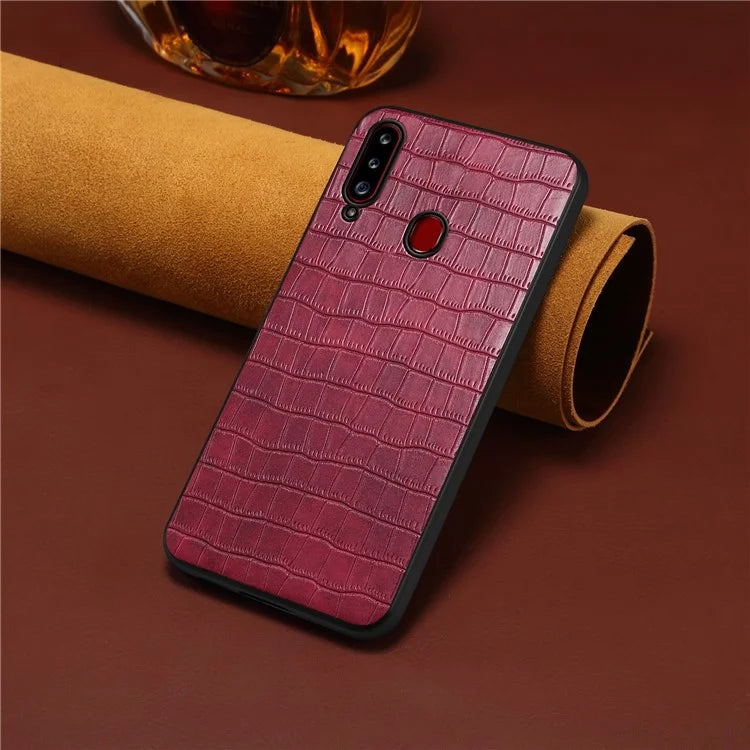 For Samsung Galaxy A20s Cases Crocodile Textured Leather Covered Protective Phone Shell
