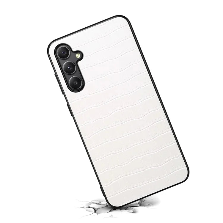 For Samsung Galaxy A24 4G (162.1 x 77.6 x 8.3mm) Case Crocodile Textured Leather+TPU+PC Phone Case
