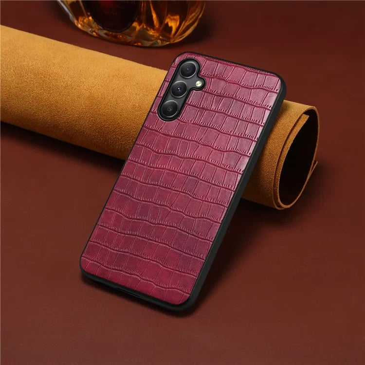 For Samsung Galaxy A24 4G (162.1 x 77.6 x 8.3mm) Case Crocodile Textured Leather+TPU+PC Phone Case