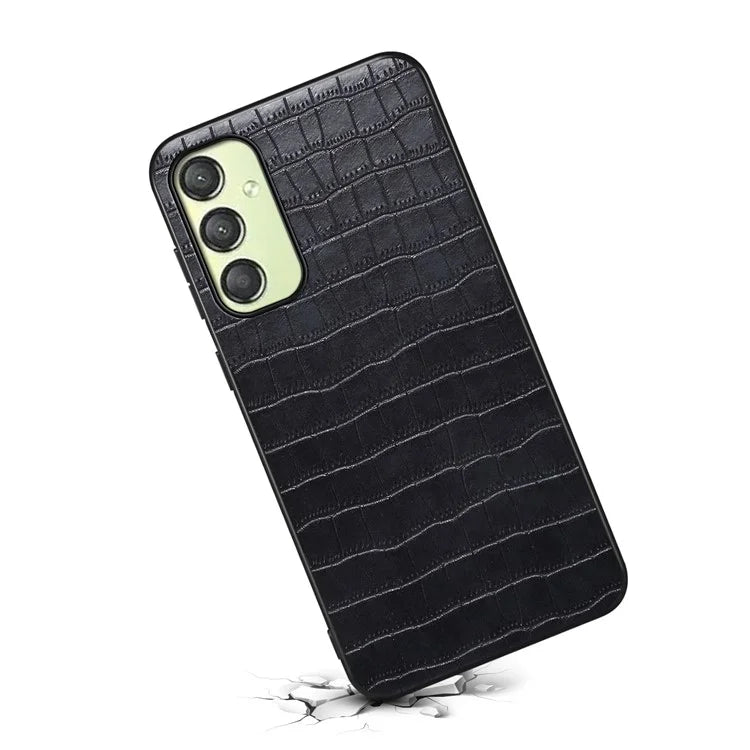 For Samsung Galaxy A25 5G (Global) (161.0 x 76.5 x 8.3mm) Slim Case Crocodile Textured Leather Hybrid Phone Cover