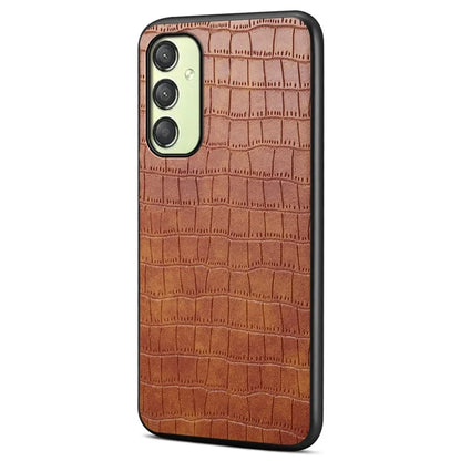 For Samsung Galaxy A25 5G (Global) (161.0 x 76.5 x 8.3mm) Slim Case Crocodile Textured Leather Hybrid Phone Cover
