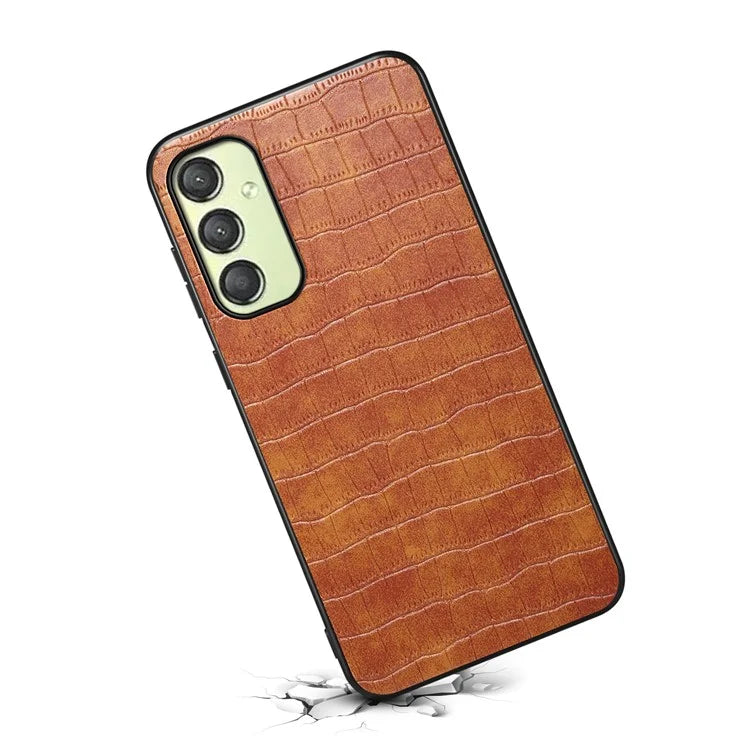 For Samsung Galaxy A25 5G (Global) (161.0 x 76.5 x 8.3mm) Slim Case Crocodile Textured Leather Hybrid Phone Cover