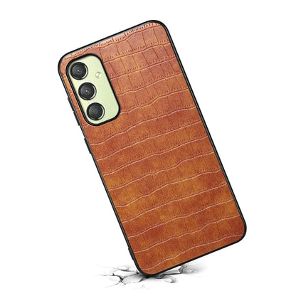 For Samsung Galaxy A25 5G (Global) (161.0 x 76.5 x 8.3mm) Slim Case Crocodile Textured Leather Hybrid Phone Cover