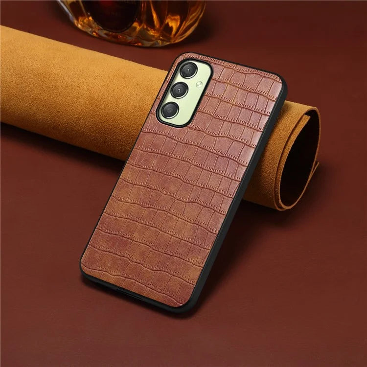 For Samsung Galaxy A25 5G (Global) (161.0 x 76.5 x 8.3mm) Slim Case Crocodile Textured Leather Hybrid Phone Cover