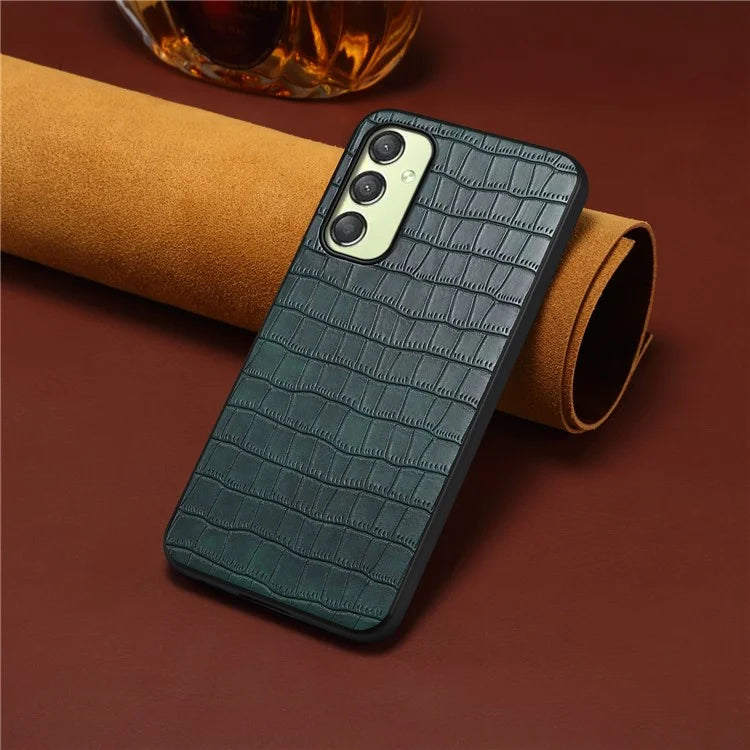 For Samsung Galaxy A25 5G (Global) (161.0 x 76.5 x 8.3mm) Slim Case Crocodile Textured Leather Hybrid Phone Cover