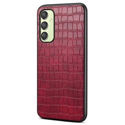 For Samsung Galaxy A25 5G (Global) (161.0 x 76.5 x 8.3mm) Slim Case Crocodile Textured Leather Hybrid Phone Cover