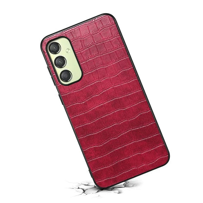 For Samsung Galaxy A25 5G (Global) (161.0 x 76.5 x 8.3mm) Slim Case Crocodile Textured Leather Hybrid Phone Cover