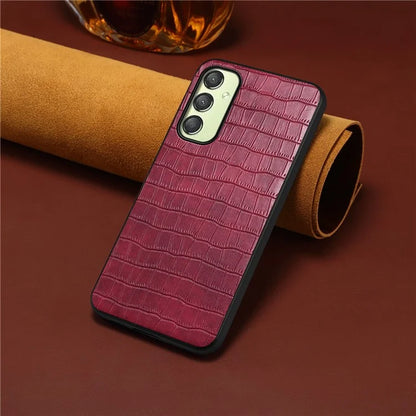 For Samsung Galaxy A25 5G (Global) (161.0 x 76.5 x 8.3mm) Slim Case Crocodile Textured Leather Hybrid Phone Cover