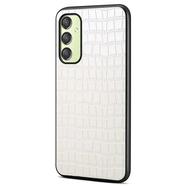 For Samsung Galaxy A25 5G (Global) (161.0 x 76.5 x 8.3mm) Slim Case Crocodile Textured Leather Hybrid Phone Cover