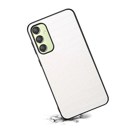 For Samsung Galaxy A25 5G (Global) (161.0 x 76.5 x 8.3mm) Slim Case Crocodile Textured Leather Hybrid Phone Cover