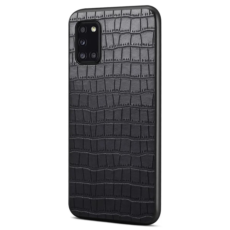 For Samsung Galaxy A31 Shockproof Case Crocodile Textured Leather Hybrid Slim Phone Case