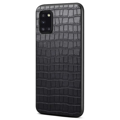 For Samsung Galaxy A31 Shockproof Case Crocodile Textured Leather Hybrid Slim Phone Case
