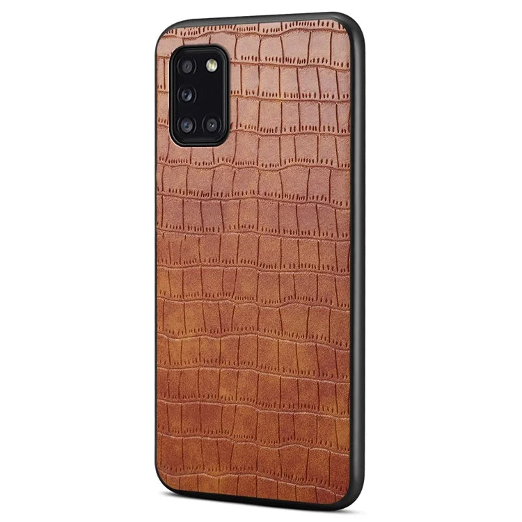For Samsung Galaxy A31 Shockproof Case Crocodile Textured Leather Hybrid Slim Phone Case