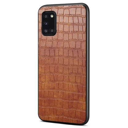 For Samsung Galaxy A31 Shockproof Case Crocodile Textured Leather Hybrid Slim Phone Case
