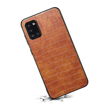 For Samsung Galaxy A31 Shockproof Case Crocodile Textured Leather Hybrid Slim Phone Case