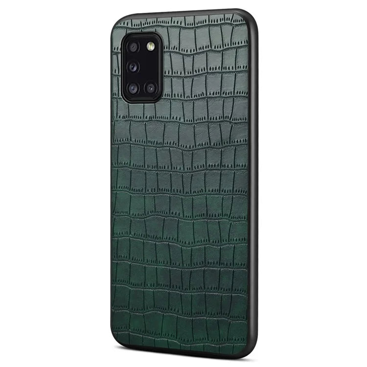 For Samsung Galaxy A31 Shockproof Case Crocodile Textured Leather Hybrid Slim Phone Case