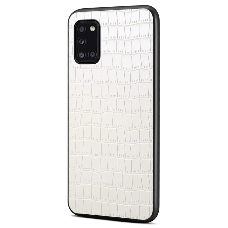 For Samsung Galaxy A31 Shockproof Case Crocodile Textured Leather Hybrid Slim Phone Case