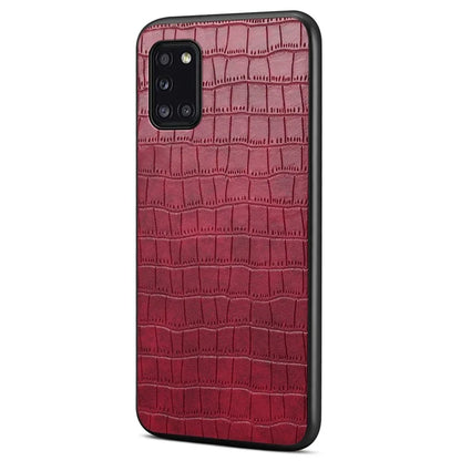For Samsung Galaxy A31 Shockproof Case Crocodile Textured Leather Hybrid Slim Phone Case