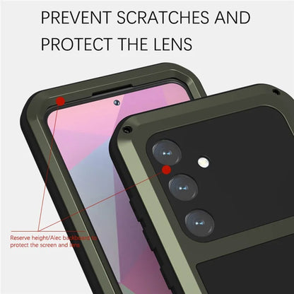 LOVE MEI For Samsung Galaxy S24+ Case Tempered Glass Film Metal+Silicone Cover