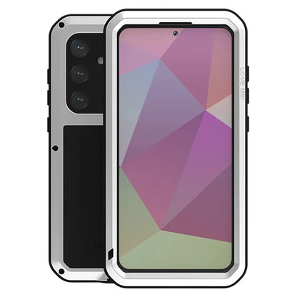 LOVE MEI For Samsung Galaxy S24+ Case Tempered Glass Film Metal+Silicone Cover