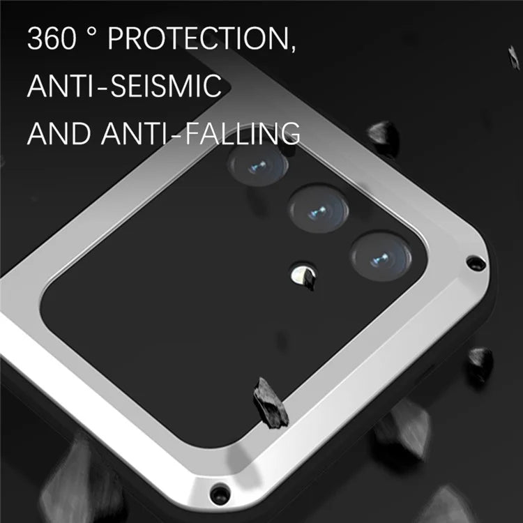 LOVE MEI For Samsung Galaxy S24+ Case Tempered Glass Film Metal+Silicone Cover