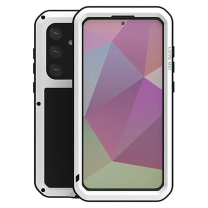 LOVE MEI For Samsung Galaxy S24+ Case Tempered Glass Film Metal+Silicone Cover