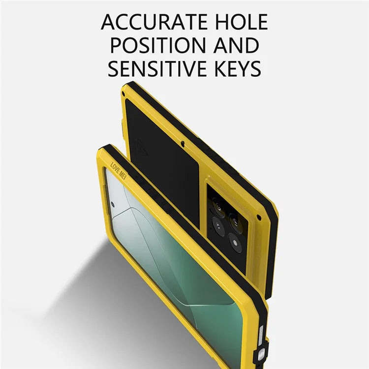LOVE MEI For Xiaomi 14 Rugged Case Tempered Glass Film Metal+Silicone Phone Cover