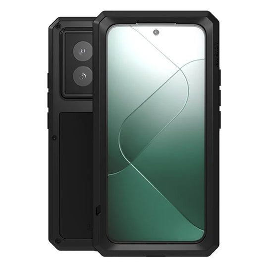 LOVE MEI For Xiaomi 14 Pro Case Tempered Glass Film Metal+Silicone Rugged Phone Cover