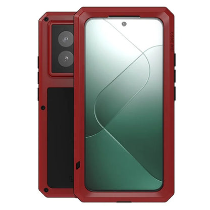 LOVE MEI For Xiaomi 14 Pro Case Tempered Glass Film Metal+Silicone Rugged Phone Cover