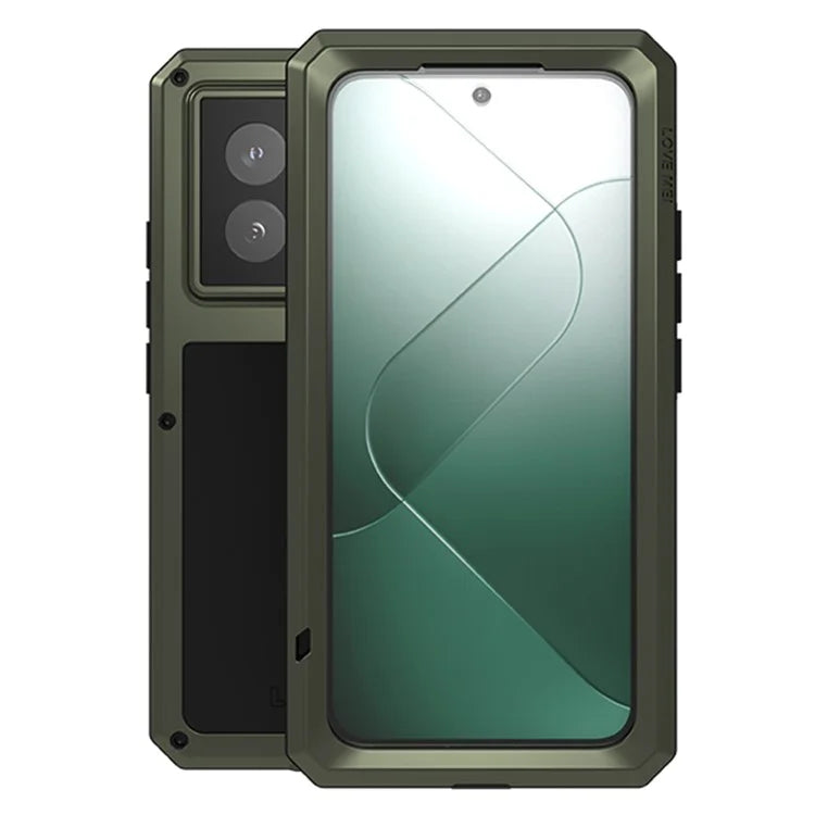 LOVE MEI For Xiaomi 14 Pro Case Tempered Glass Film Metal+Silicone Rugged Phone Cover
