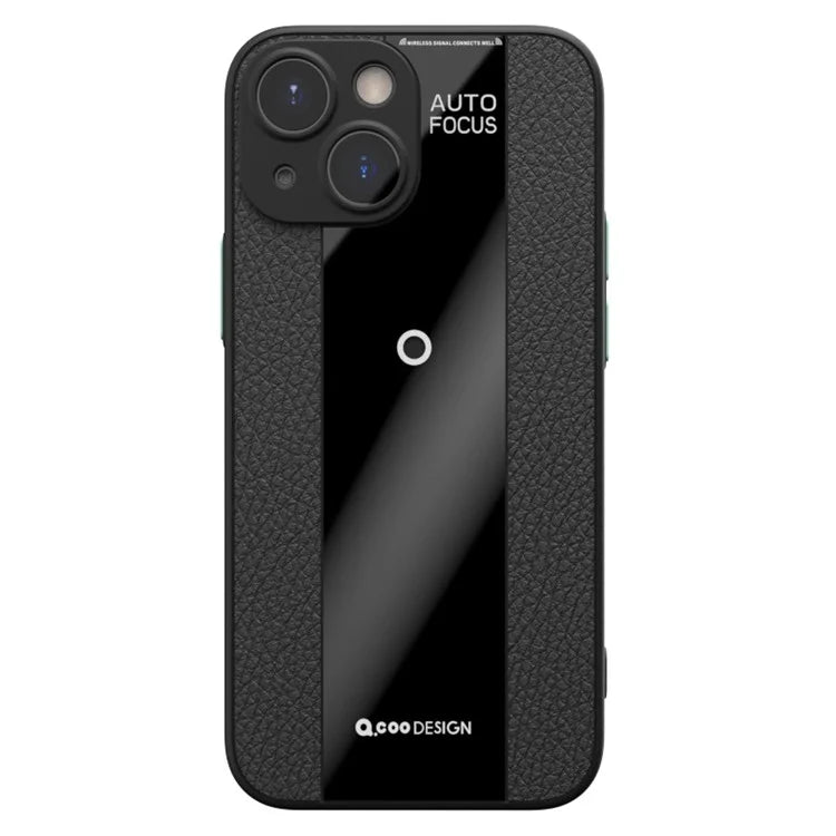 Q.COO For iPhone 13 Drop Protection Phone Cover PU Leather+TPU+Acrylic Phone Case