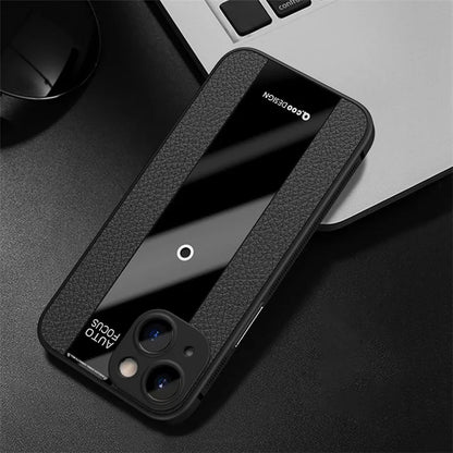 Q.COO For iPhone 13 Drop Protection Phone Cover PU Leather+TPU+Acrylic Phone Case