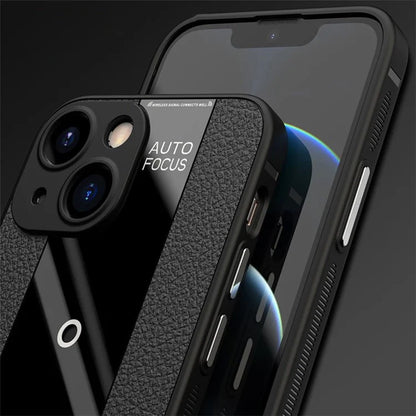 Q.COO For iPhone 13 Drop Protection Phone Cover PU Leather+TPU+Acrylic Phone Case