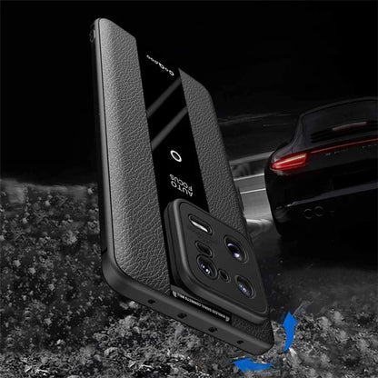 Q.COO For Xiaomi 13 Cell Phone Cases Leather Coated TPU+Acrylic Shock-Absorbent Shell