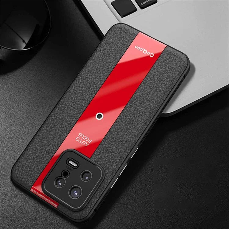 Q.COO For Xiaomi 13 Cell Phone Cases Leather Coated TPU+Acrylic Shock-Absorbent Shell