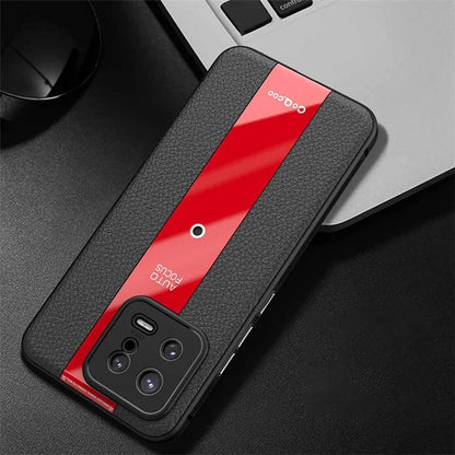 Q.COO For Xiaomi 13 Cell Phone Cases Leather Coated TPU+Acrylic Shock-Absorbent Shell