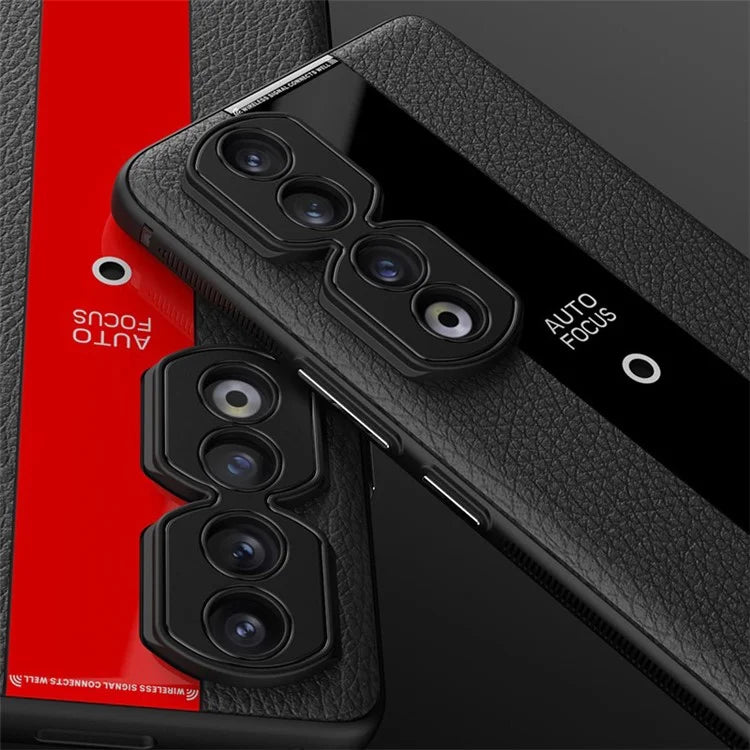 Q.COO For Honor 90 Cover PU Leather+TPU+Acrylic Non-slip Smart Phone Case