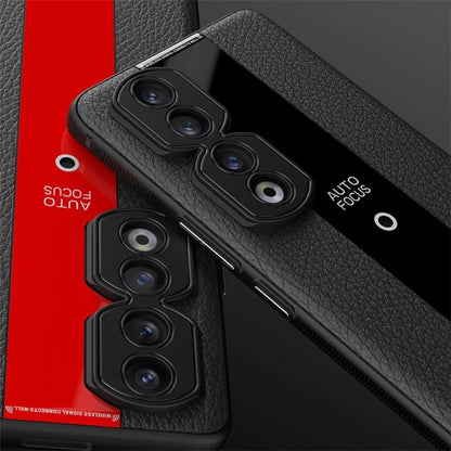 Q.COO For Honor 90 Cover PU Leather+TPU+Acrylic Non-slip Smart Phone Case