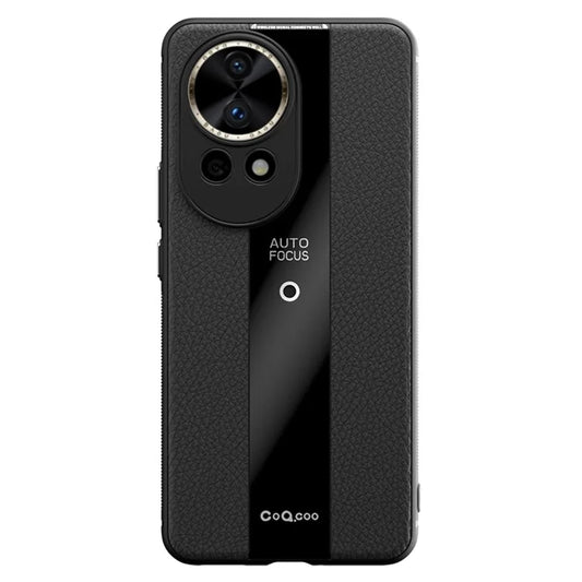 Q.COO For Huawei nova 12 5G Case Bump Proof Textured PU Leather+TPU+Acrylic Smart Phone Shell