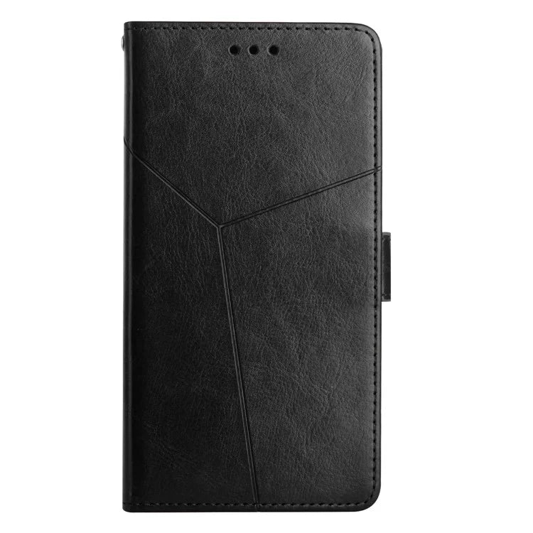 HT01 For Realme 12+ 5G Case Flip Wallet Leather Cover Y-shaped Lines Imprinted