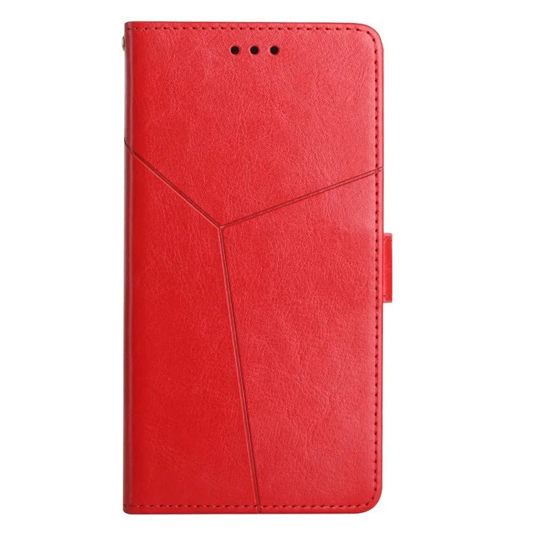 HT01 For Realme 12+ 5G Case Flip Wallet Leather Cover Y-shaped Lines Imprinted
