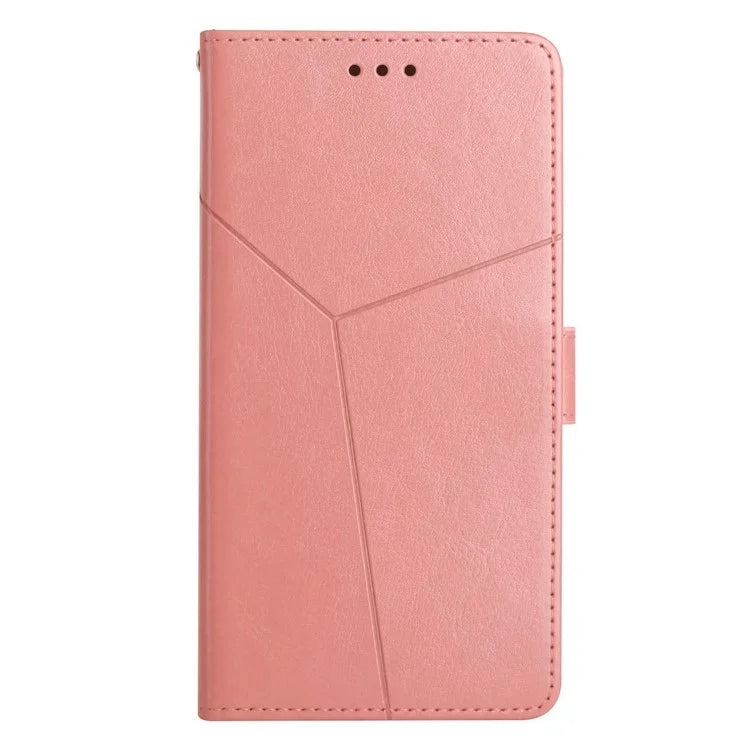 HT01 For Realme 12+ 5G Case Flip Wallet Leather Cover Y-shaped Lines Imprinted