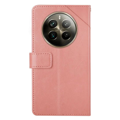 HT01 For Realme 12+ 5G Case Flip Wallet Leather Cover Y-shaped Lines Imprinted