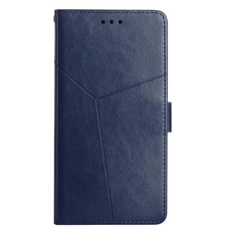 HT01 For Realme 12+ 5G Case Flip Wallet Leather Cover Y-shaped Lines Imprinted