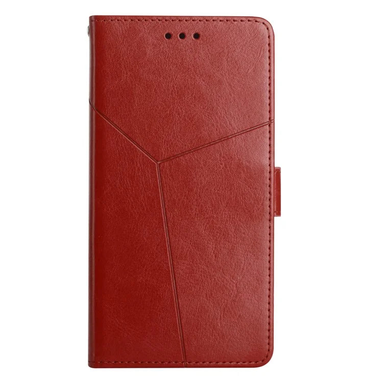 HT01 For Realme 12+ 5G Case Flip Wallet Leather Cover Y-shaped Lines Imprinted