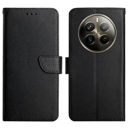 HT02 For Realme 12+ 5G Case Nappa Texture Genuine Cow Leather+TPU Phone Cover