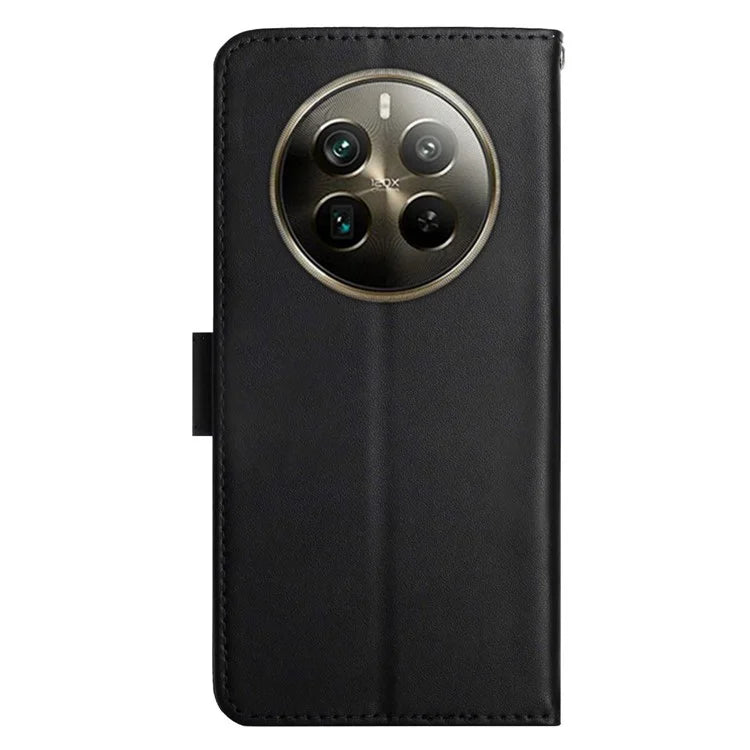 HT02 For Realme 12+ 5G Case Nappa Texture Genuine Cow Leather+TPU Phone Cover